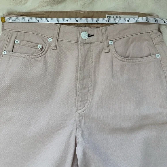 Rag & Bone New York Blush Pink Mid-Rise Wide Leg Button Fly Jeans- size 28. - Picture 9 of 11